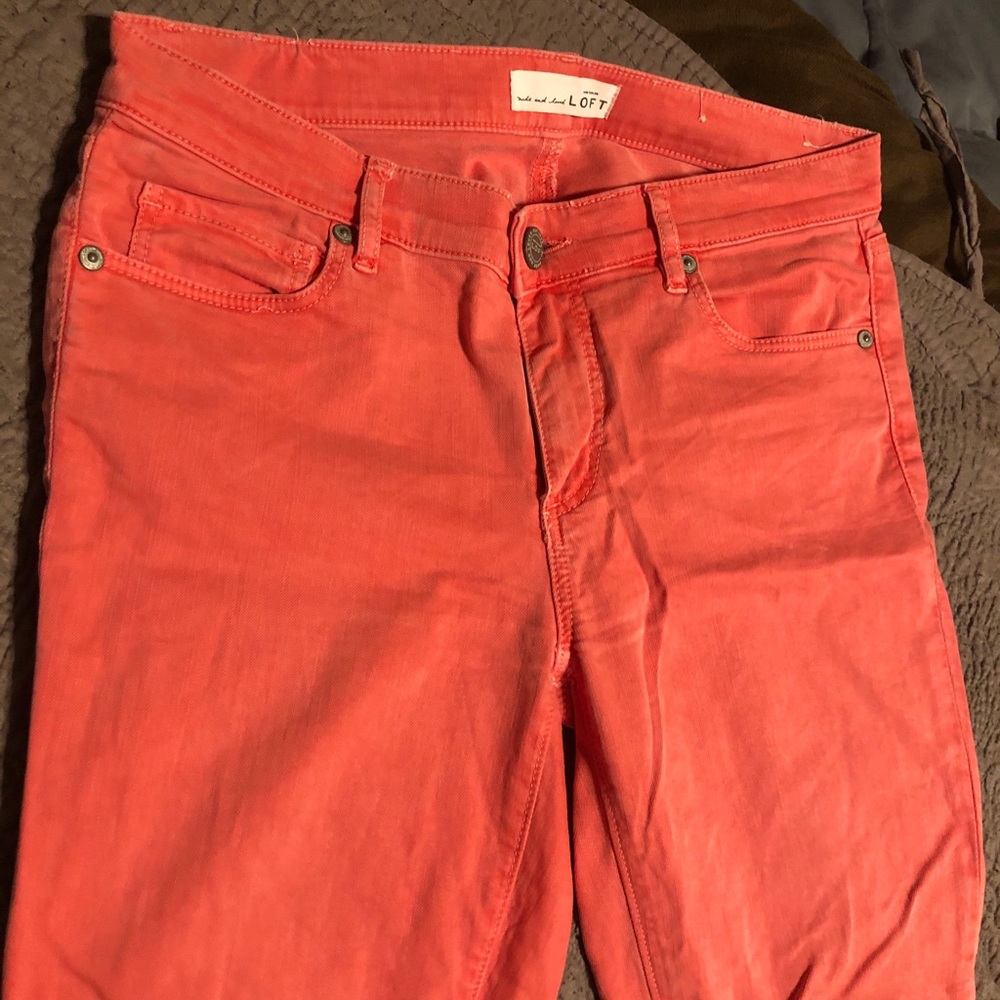 LOFT Modern Kick Crop Pant Coral Size 2